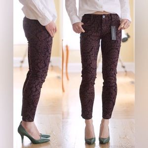 Banana Republic L’Wren Scott velvet pattern skinny ankle jeans.  NWT size 27.